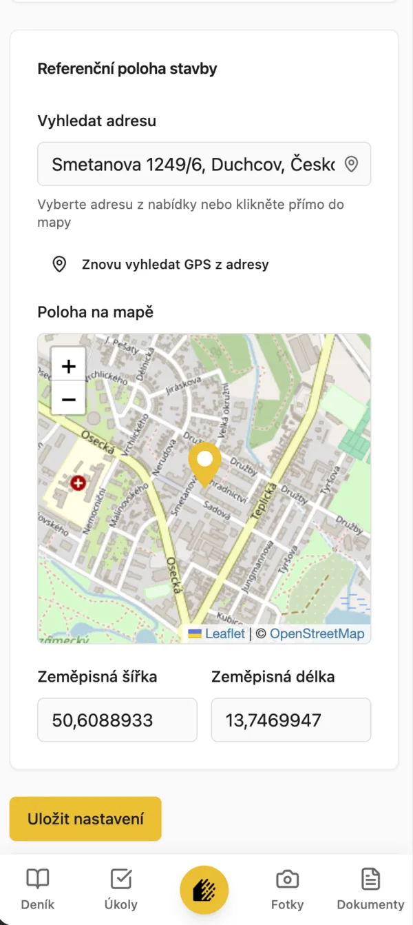 Stavario, poloha stavby na mapě